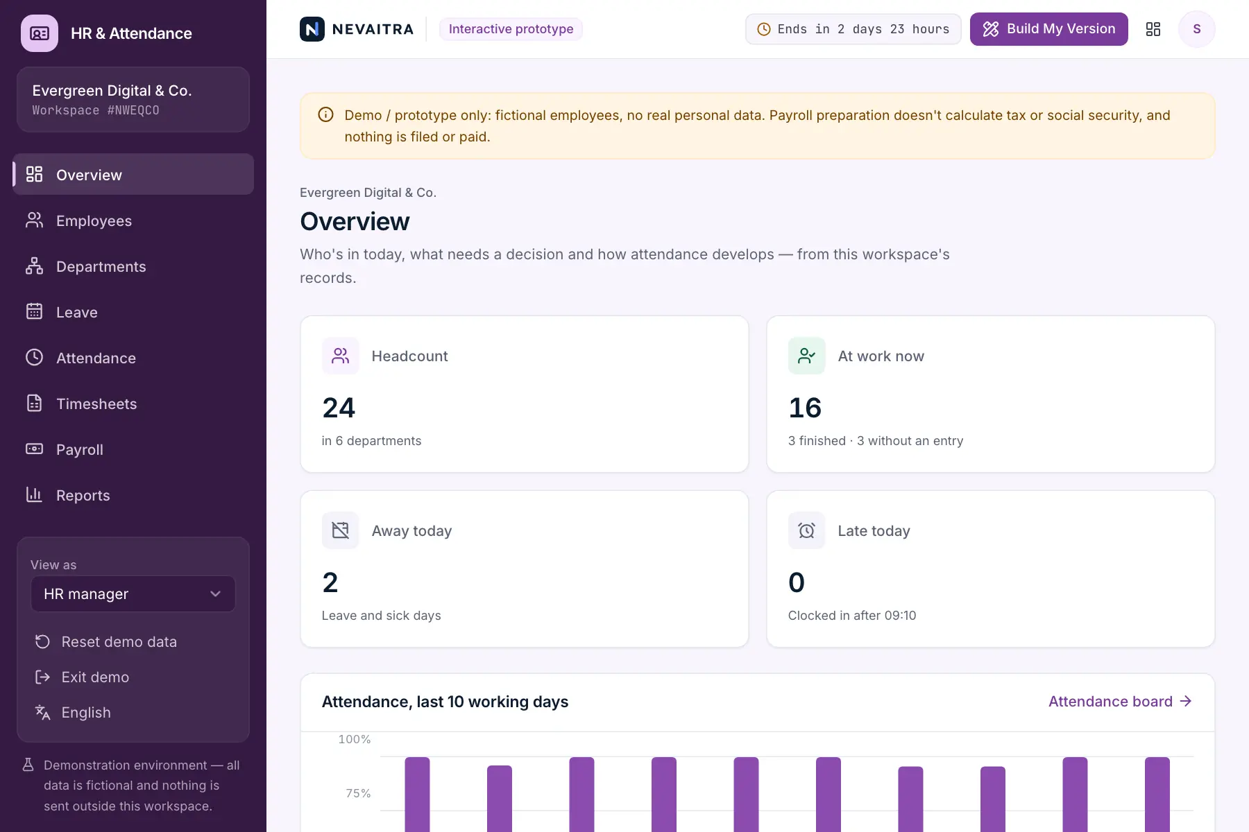 HR & Attendance demo: Overview